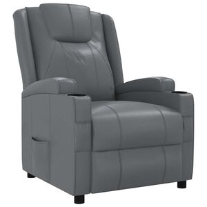 vidaXL Poltrona reclin&aacute;vel couro artificial cinzento