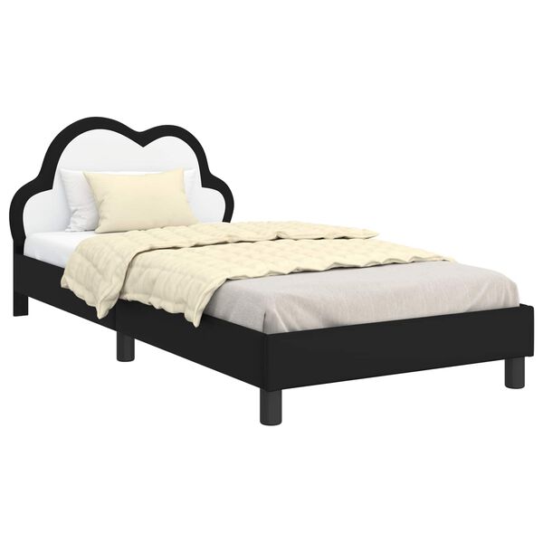 vidaXL Estrutura de Cama Infantil com Cabeceira Preto 90 x 190 cm PU