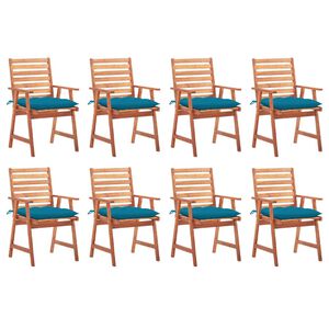 vidaXL Cadeiras de jantar p/ jardim 8 pcs c/ almofad&otilde;es ac&aacute;cia maci&ccedil;a