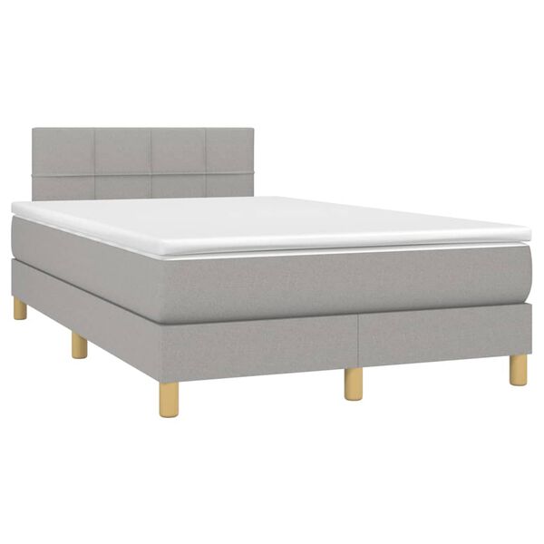vidaXL Cama box spring c/ colch&atilde;o e LED 120x190 cm tecido cinza-claro