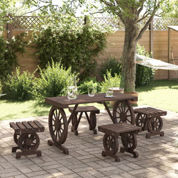 vidaXL 5 pcs conjunto de jantar p/ jardim madeira de abeto maciça