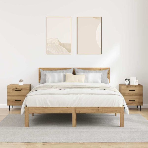 vidaXL Arm&aacute;rio de Cabeceira 2 pcs Carvalho Artesanal 40 x 35 x 47,5 cm
