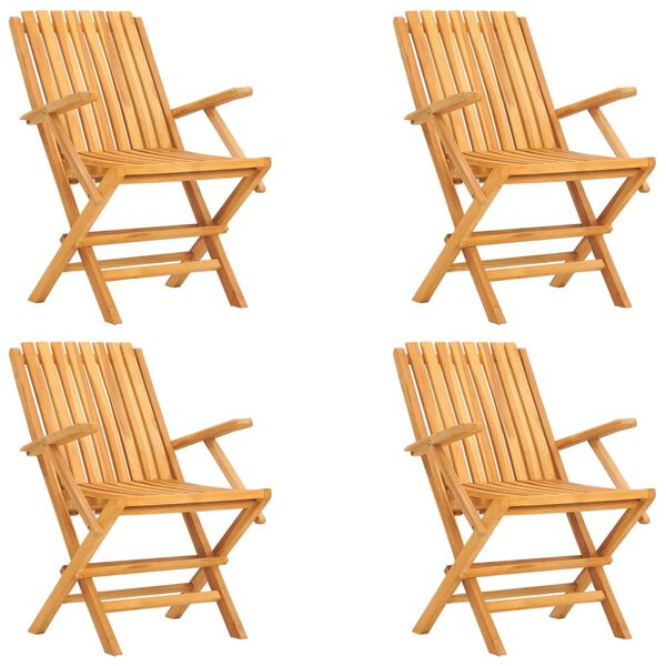 vidaXL 5 pcs conjunto de jantar p/ jardim madeira de teca maci&ccedil;a