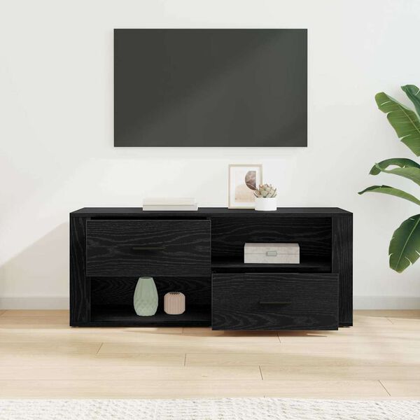 vidaXL Gabinete para TV com gaveta Carvalho Preto 100 x 35 x 40 cm