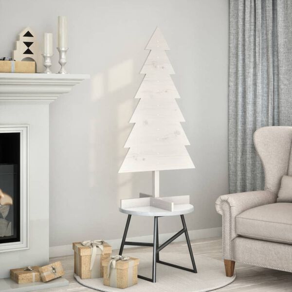 vidaXL Árvore de Natal decorativa 120cm madeira de pinho maciça branco