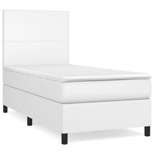 vidaXL Cama com molas/colch&atilde;o 100x200 cm couro artificial branco