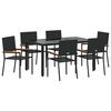 vidaXL Conjunto de Jantar para Jardim 7 unid. Preto vime PE