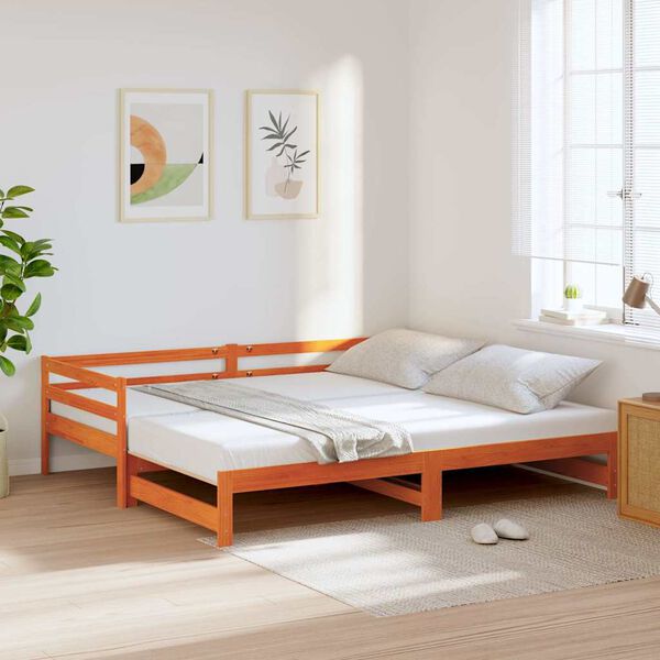 vidaXL Sof&aacute;-cama com gavet&atilde;o 80x200 cm madeira de pinho castanho cera