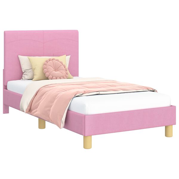 vidaXL Estrutura de Cama Infantil com Cabeceira Rosa 80 x 160 cm