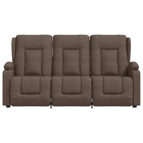 vidaXL Poltrona massagem 3lug. c/suporte copo tecido cinza-acastanhado