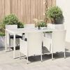 vidaXL 5 pcs conjunto de jantar exterior c/ almofad&otilde;es vime PE branco