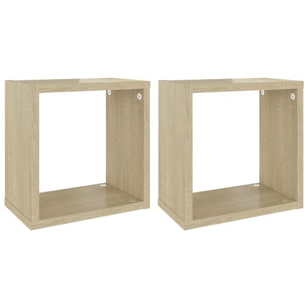 vidaXL Prateleiras de parede em forma de cubo 2 pcs 26x15x26 cm sonoma