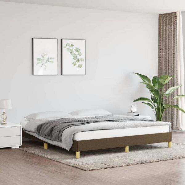 vidaXL Estrutura de cama sem colchão 180x200 cm tecido castanho-escuro