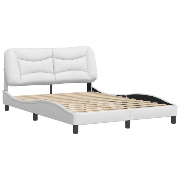 vidaXL Estrutura de cama sem colch&atilde;o Hvar 120x200 cm couro artificial branco