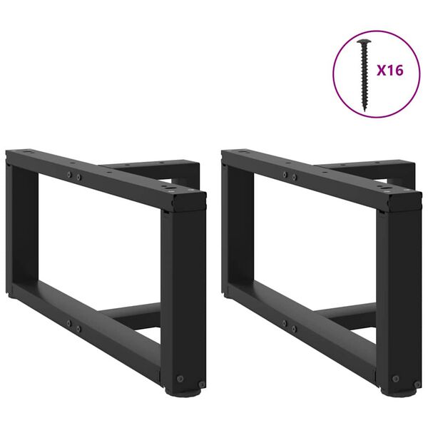 vidaXL P&eacute;s para mesa de centro em forma de T, 2 pe&ccedil;as, preto, 60x25x(30-31) cm, a&ccedil;o