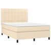 vidaXL Cama box spring c/ colch&atilde;o e LED 140x200 cm tecido cor creme