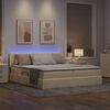 vidaXL Cama com luzes de tira LED Creme 180 x 200 cm tecido