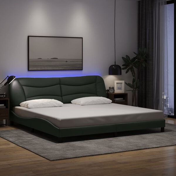 vidaXL Estrutura de cama com LED sem colch&atilde;o Hvar 200x200 cm tecido