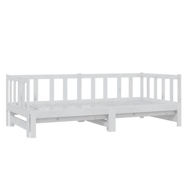 vidaXL Estrutura sof&aacute;-cama de puxar 2x(90x200) cm pinho maci&ccedil;o branco