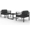 vidaXL 3 pcs conjunto lounge jardim com almofad&otilde;es alum&iacute;nio antracite