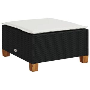 vidaXL Banco de jardim com almofadão 63,5x56x32 cm vime PE preto
