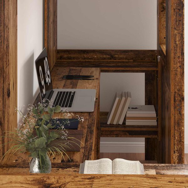 vidaXL Estrutura de Cama Loft com Mesa Madeira antiga 75 x 190 cm