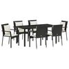 vidaXL Conjunto de Jantar para Jardim 7 unid. Preto vime PE
