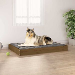 vidaXL Cama para c&atilde;es 91,5x64x9 cm pinho maci&ccedil;o castanho mel