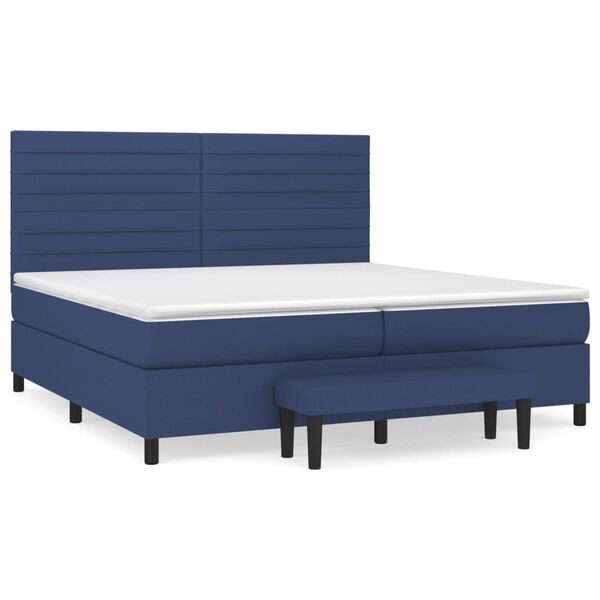 vidaXL Cama com molas/colch&atilde;o 200x200 cm tecido azul