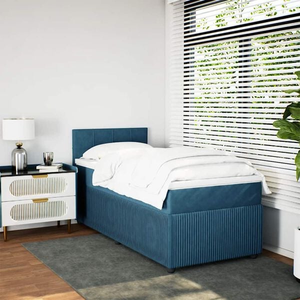 vidaXL Cama boxspring com colch&atilde;o 80x200 cm veludo azul