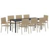 vidaXL Conjunto de Jantar para Jardim 9 unid. Bege vime PE
