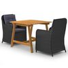 vidaXL 3 pcs conjunto de jantar para jardim preto