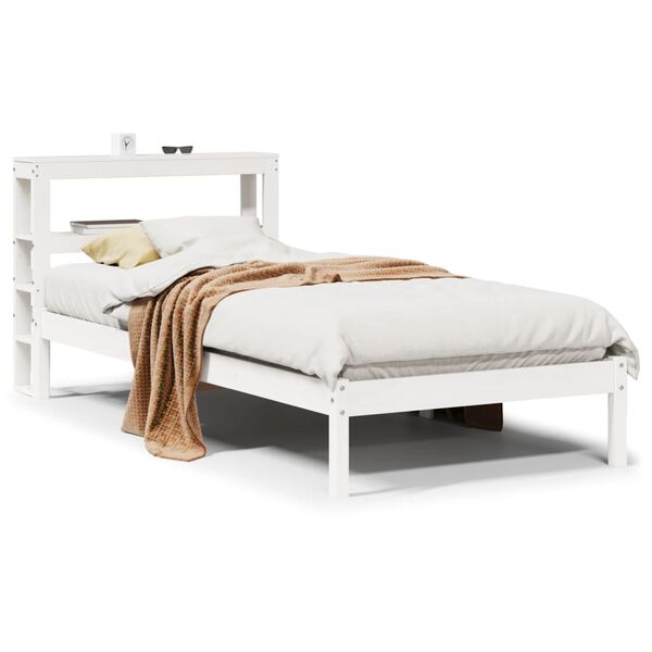 vidaXL Cama sem colch&atilde;o 90x190 cm madeira de pinho maci&ccedil;a branco