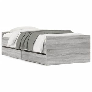 vidaXL Estrutura cama solteiro pequena c/ gavetas cinzento sonoma