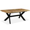 vidaXL Mesa de jantar madeira de mangueira maci&ccedil;a + a&ccedil;o em cruz 180 cm