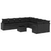 vidaXL 11 pcs conjunto sof&aacute;s de jardim c/ almofad&otilde;es vime PE preto