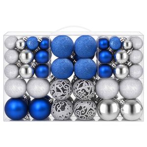 vidaXL Enfeites de Natal 100 pcs 3 / 4 / 6 cm azul e prateado
