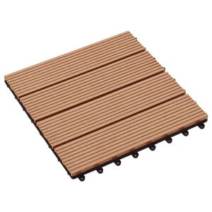vidaXL Telha de Deck 11 pcs Teca 30 x 30 cm WPC
