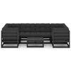 vidaXL 7 pcs conjunto longue jardim c/ almofad&otilde;es pinho maci&ccedil;o preto