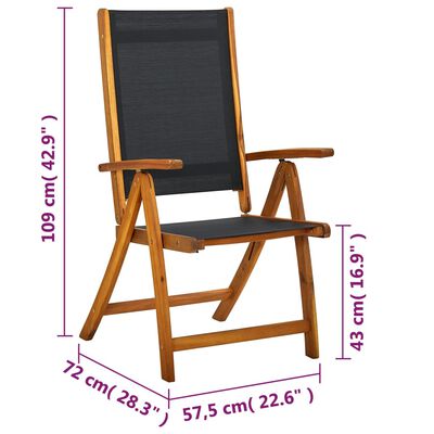 vidaXL Cadeiras de jardim dobráveis 2 pcs acácia maciça e textilene