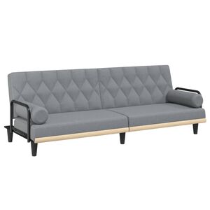 vidaXL Sof&aacute;-cama com apoio de bra&ccedil;os tecido cinzento-claro