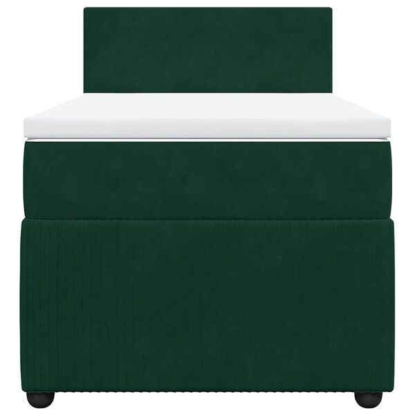 vidaXL Cama com molas/colch&atilde;o 100x200 cm veludo verde-escuro