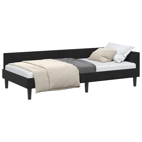 vidaXL Estrutura de Cama de Canto Preto 80 cm x 200 cm Veludo