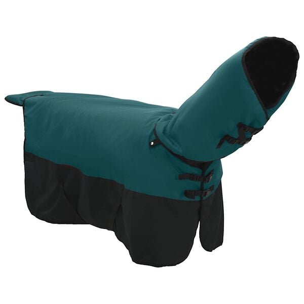 vidaXL Cobertor de Cavalo Verde Escuro e Preto 95 cm Poli&eacute;ster