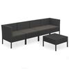 vidaXL 5 pcs conjunto lounge de jardim c/ almofad&otilde;es vime PE preto
