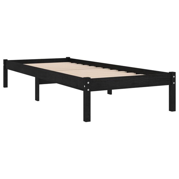 vidaXL Estrutura de cama 100x200 cm madeira pinho maci&ccedil;o preto