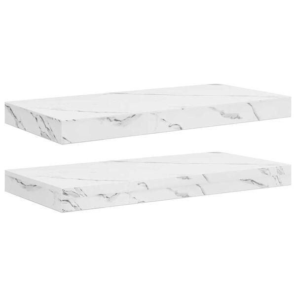 vidaXL Prateleira de Parede 2 pcs M&aacute;rmore Branco 50 x 23,5 x 4 cm