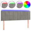 vidaXL Cabeceira de cama c/luzes LED veludo 144x5x78/88 cm cinza-claro