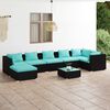 vidaXL 8 pcs conjunto lounge de jardim c/ almofad&otilde;es vime PE preto