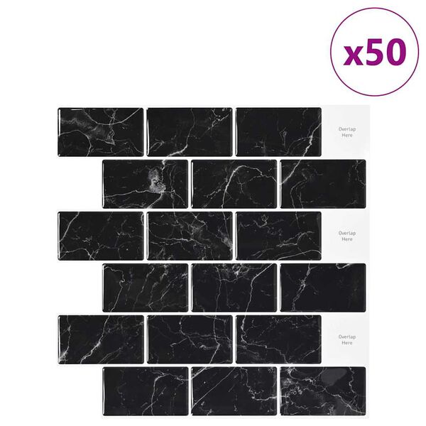 vidaXL Azulejo Subterr&acirc;neo 50 pcs M&aacute;rmore Preto 30,5 x 30,5 cm